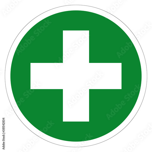 First Aid Symbol Sign, Vector Illustration, Isolated On White Background Label .EPS10