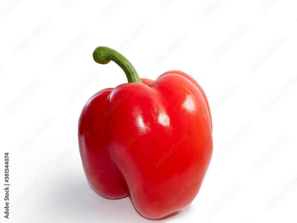red fresh juicy bell pepper on a white background red fresh juicy bell pepper on a white background