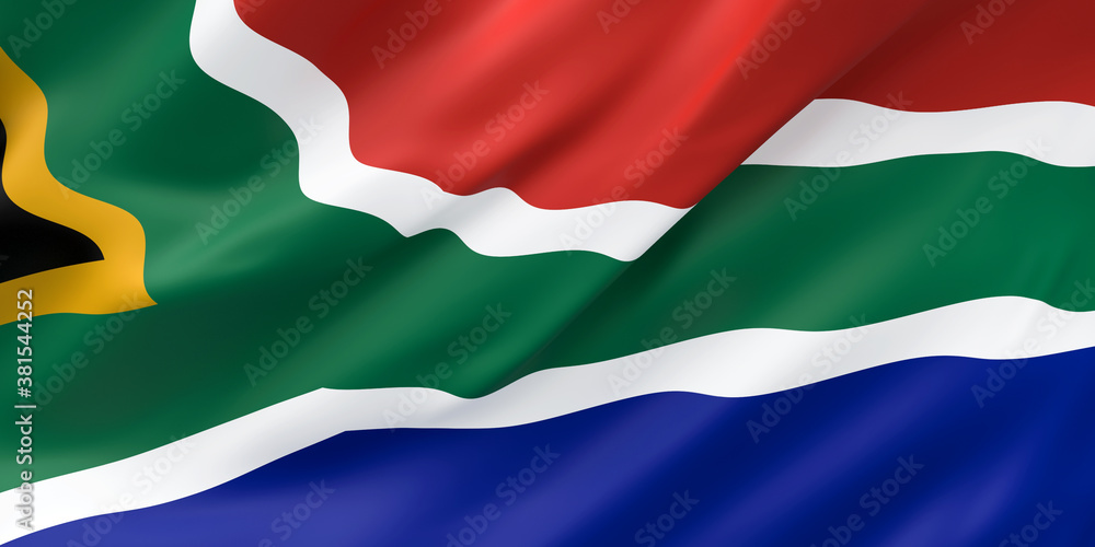 Fototapeta premium National Fabric Wave Closeup Flag of Republic of South Africa