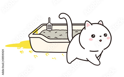 便器からはみ出しておしっこをしてしまった仔猫