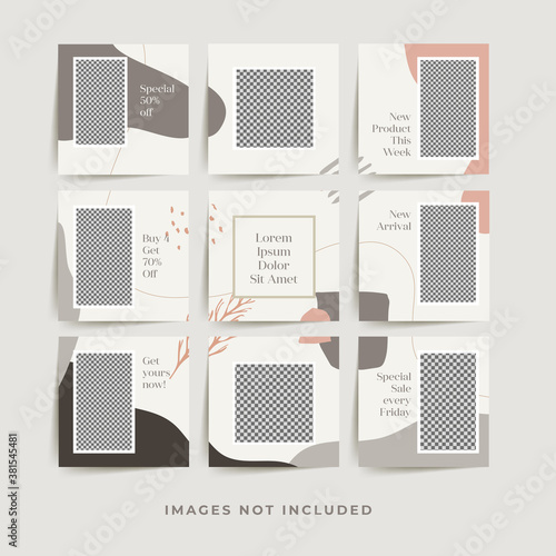 social media puzzle frame grid post template for fashion sale promotion Premium Vector