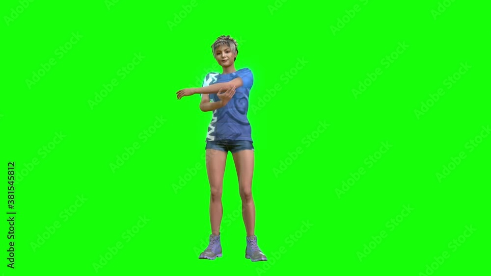HD animation with two scenes of two avatar girls wearing shorts and colourful tee shirts performing exercises. HD animation with two scenes of two avatar girls wearing shorts and colourful tee shirts performing exercises.