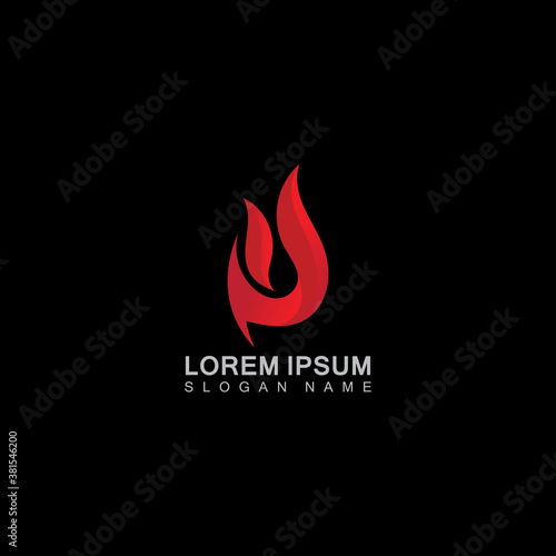 Vector Fire Flame Simple abstract icon, symbol, logo design