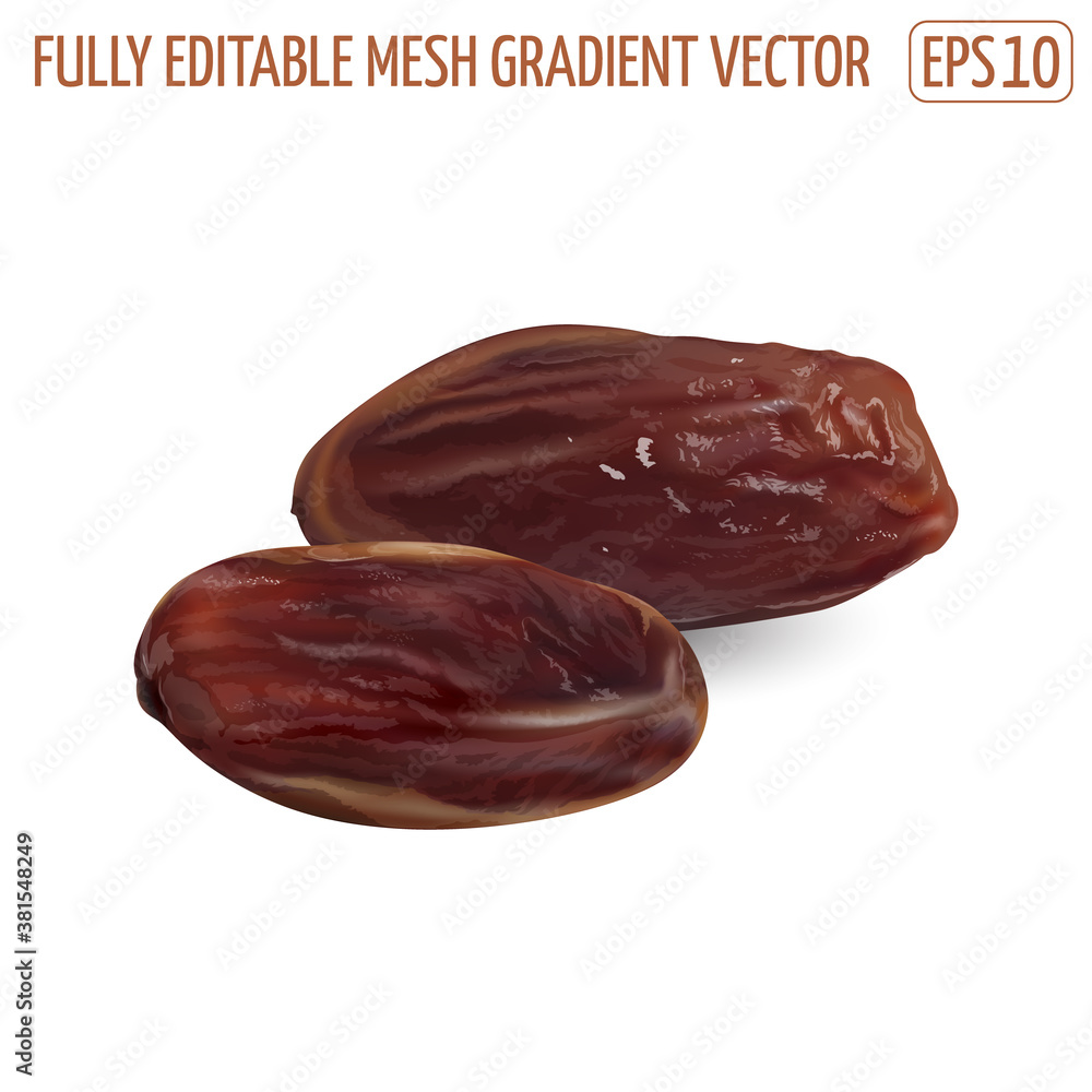 Two dry dates on a white background. Two dry dates on a white background.