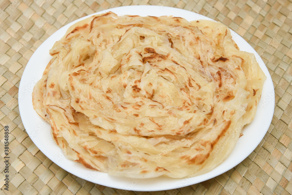 Indian flat bread Kerala porotta, Malabar porotta, paratha layered