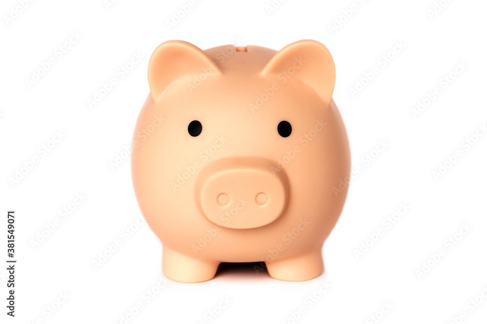 Piggy Bank isolated on white background.Saving investment budget wealth business retirement, financial, money, banking concept. Copy space