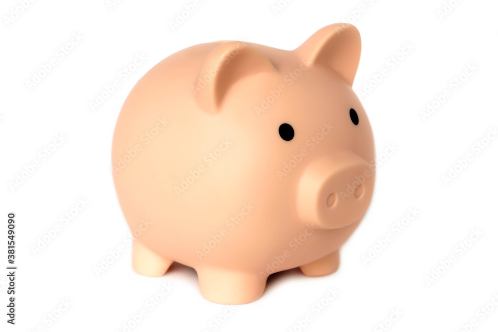 Piggy Bank isolated on white background.Saving investment budget wealth business retirement, financial, money, banking concept. Copy space