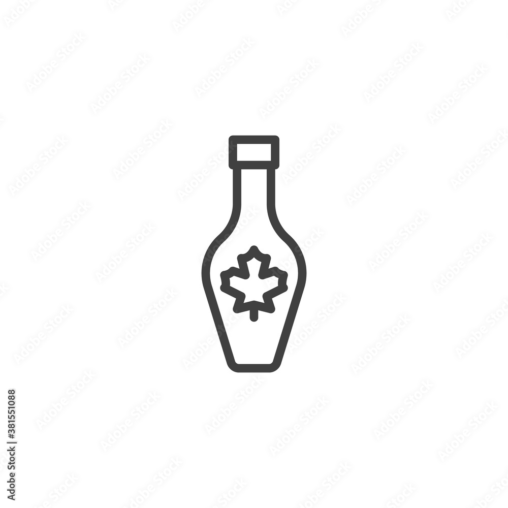 Maple syrup bottle line icon. linear style sign for mobile concept and web design. Maple leaf syrup outline vector icon. Symbol, logo illustration. Vector graphics Maple syrup bottle line icon. linear style sign for mobile concept and web design. Maple leaf syrup outline vector icon. Symbol, logo illustration. Vector graphics