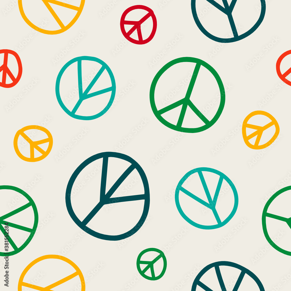 Seamless pattern on the theme of International Day of Non-Violence on October 2. Decorated with a symbol of peace. Seamless pattern on the theme of International Day of Non-Violence on October 2. Decorated with a symbol of peace.