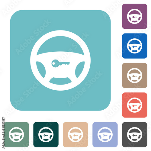 Steering lock rounded square flat icons