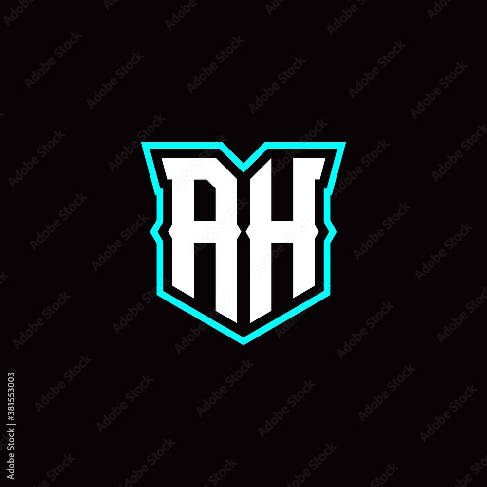 A H initial letter design with modern shield style A H initial letter design with modern shield style