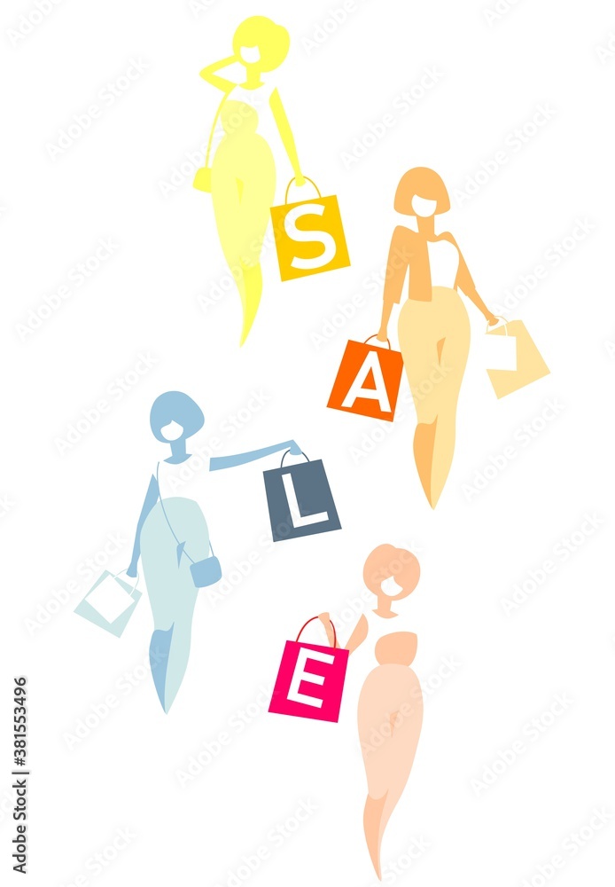 Pretty fashion shopping girls with bags Pretty fashion shopping girls with bags