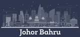 Outline Johor Bahru Malaysia City Skyline with White Buildings.