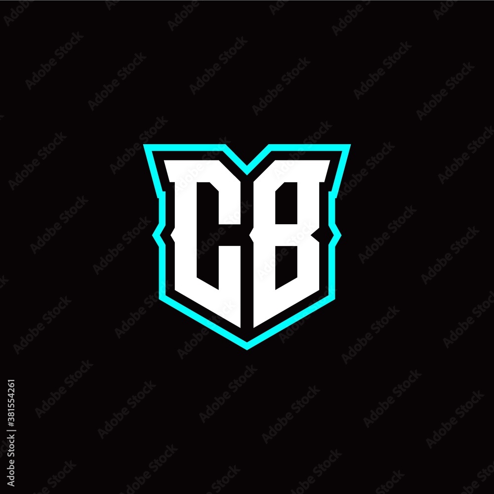 C B initial letter design with modern shield style
