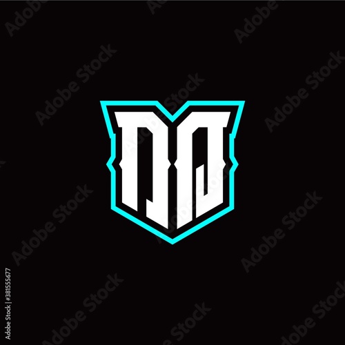 D Q initial letter design with modern shield style