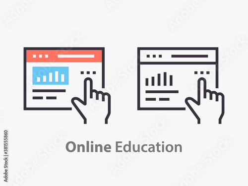 Online education icon line icon on white background.