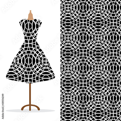 Womens long dress mock up with bright seamless