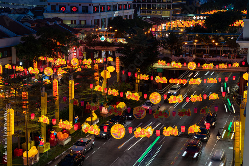 Street illumination at Singapore China Town to celebrate Mid-Autumn Festival.