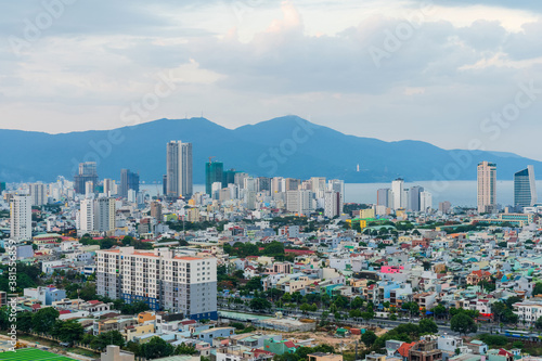 Da Nang city skyline cityscape with buildings by beach at twilight in Da Nang, central Vietnam © Hanoi Photography