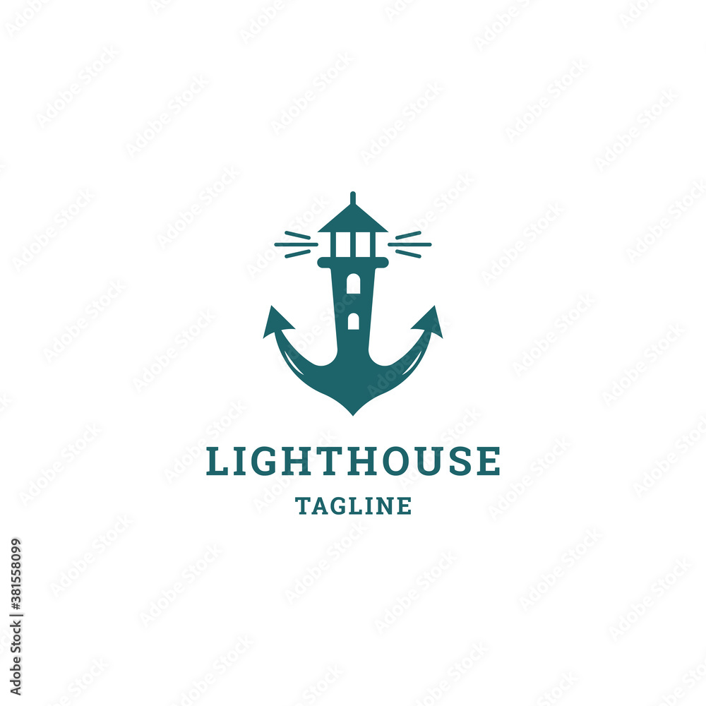 Rahil Print Photo & Art Print Anchor lighthouse logo. Flat style logo vector ...