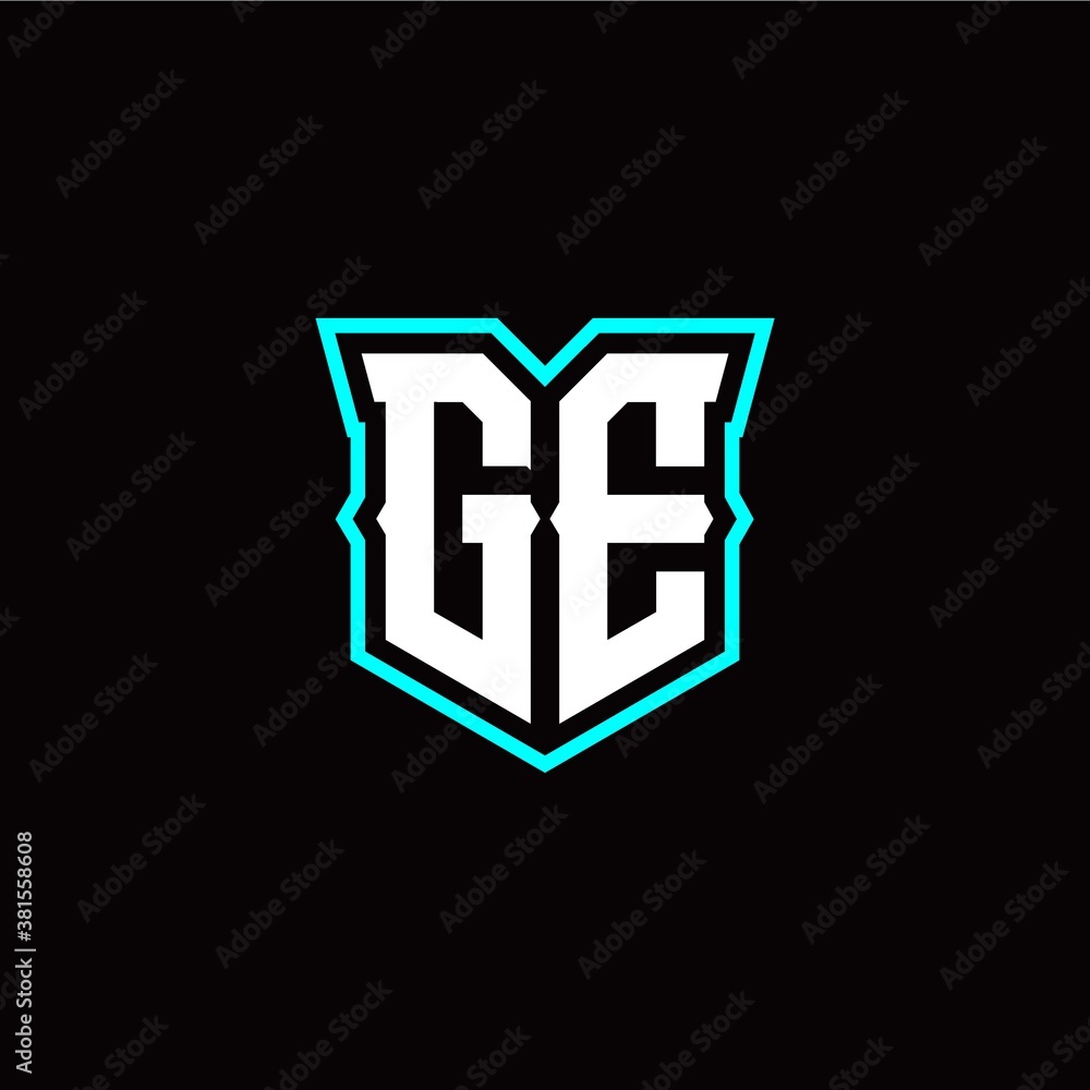 Obraz premium G E initial letter design with modern shield style