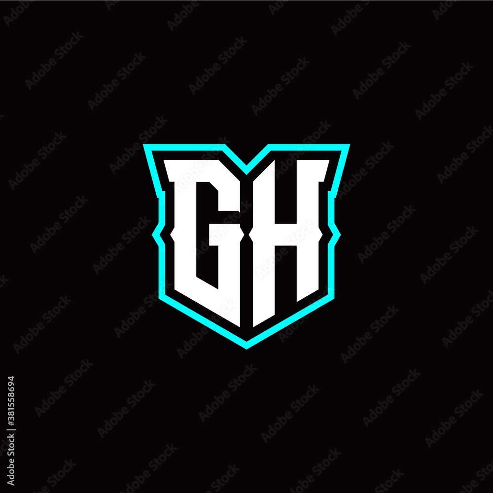 G H initial letter design with modern shield style G H initial letter design with modern shield style