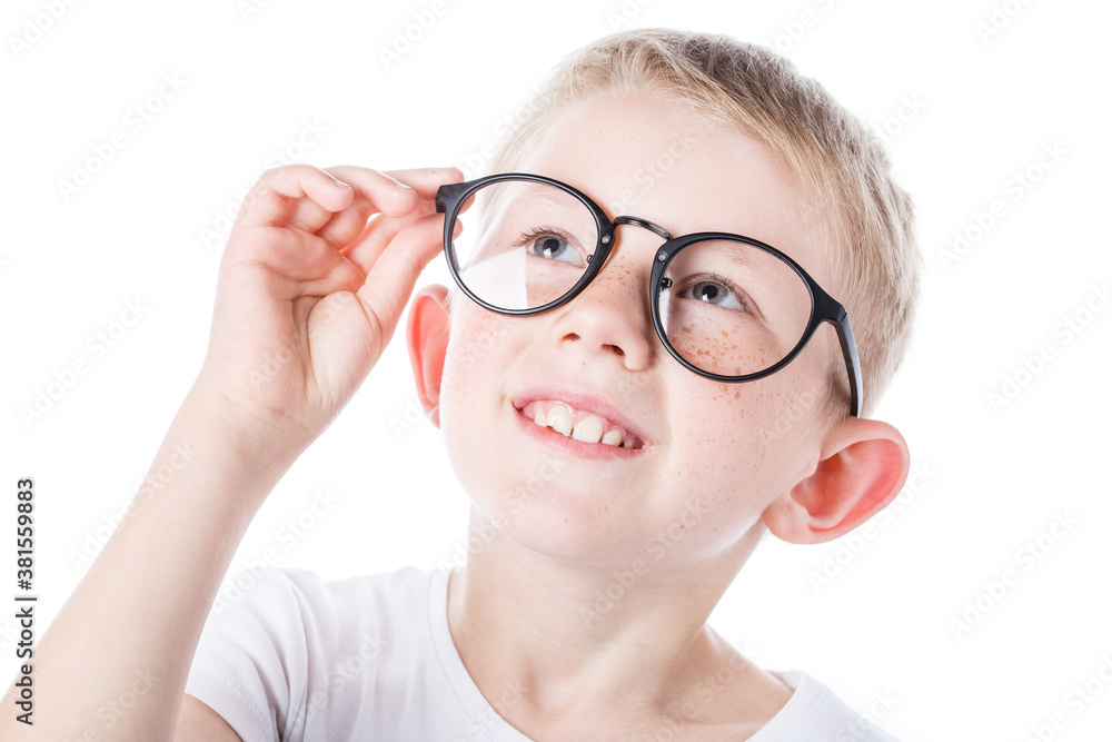 child in glasses isolated on white background child in glasses isolated on white background