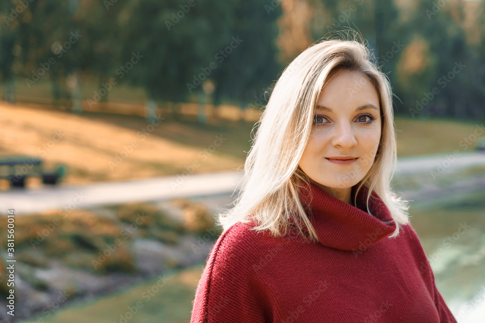 portrait of young blonde woman in autumn portrait of young blonde woman in autumn