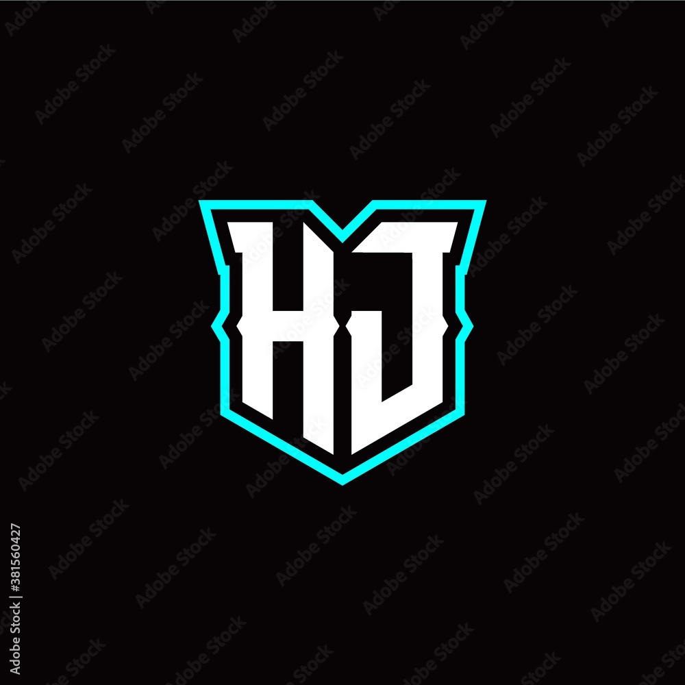 H J initial letter design with modern shield style H J initial letter design with modern shield style