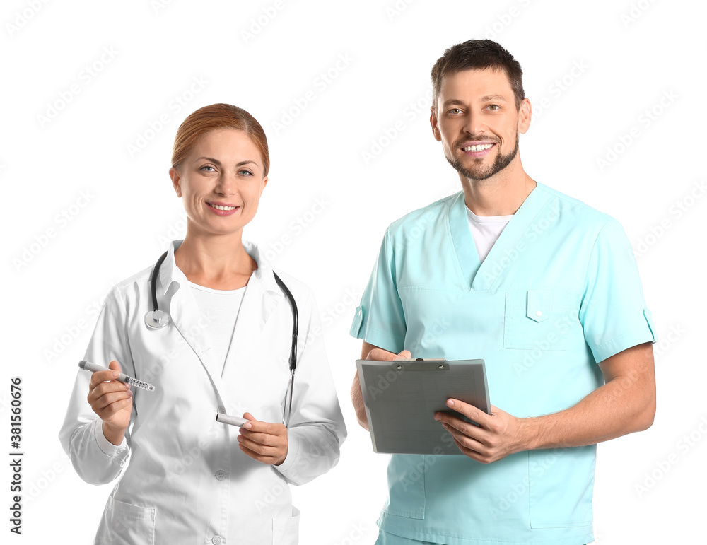 Doctors with lancet pen on white background. Diabetes concept Doctors with lancet pen on white background. Diabetes concept