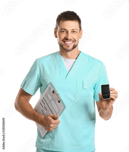 Doctor with digital glucome...