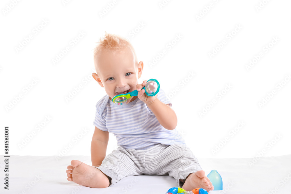 Portrait of cute little baby on white background Portrait of cute little baby on white background