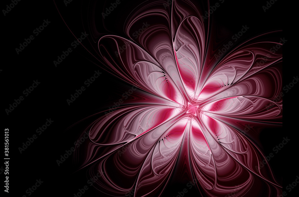 Abstract fractal cherry flower on black background Abstract fractal cherry flower on black background