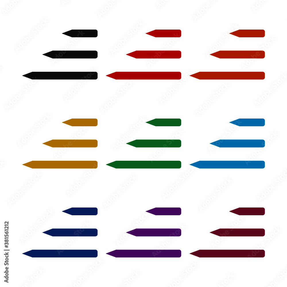 Three pencils icon, color set