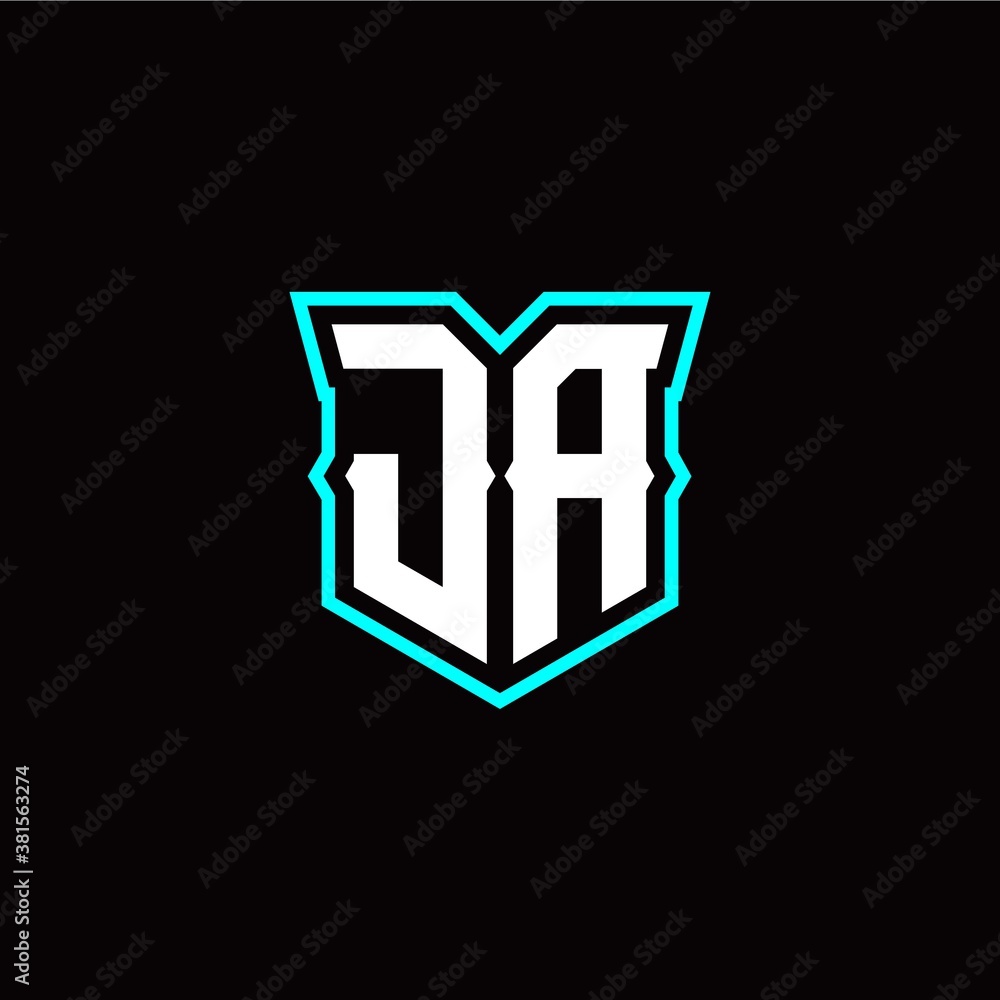 J A initial letter design with modern shield style J A initial letter design with modern shield style