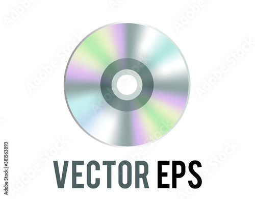 Vector silver optical computer disc emoji icon, used to represent CD, DVD and related film, music content, album