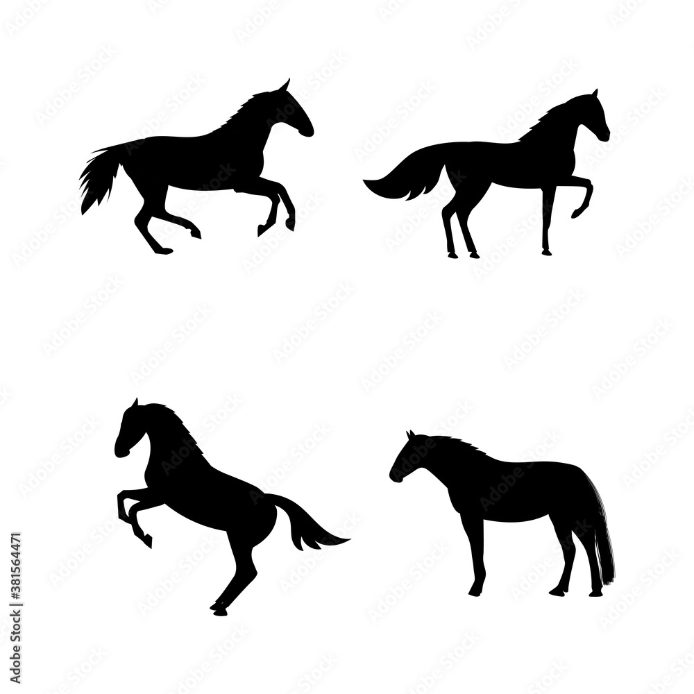 Obraz Black silhouette horse vector set illustration