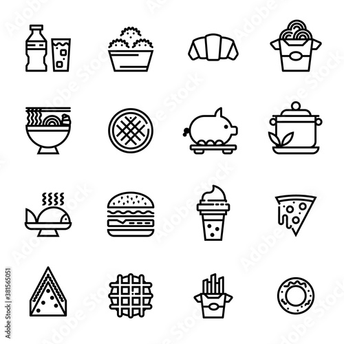 Set of food outline icons.