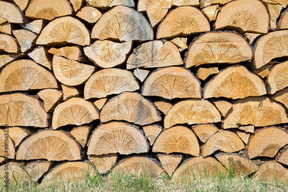 Prepared firewood, stacked in a woodpile Prepared firewood, stacked in a woodpile
