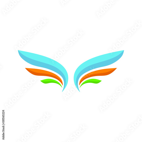 illustration vector graphic of colorful wing logo or icon