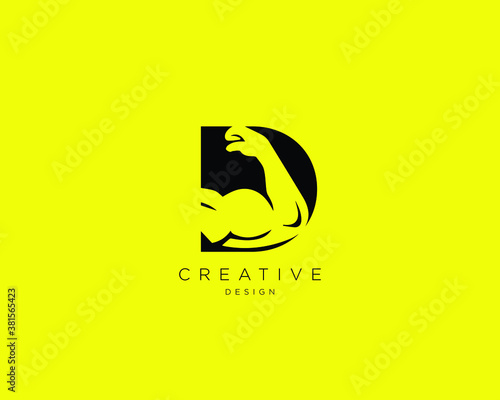 Letter D Logo With barbell | Fitness Gym logo | Vector logo design