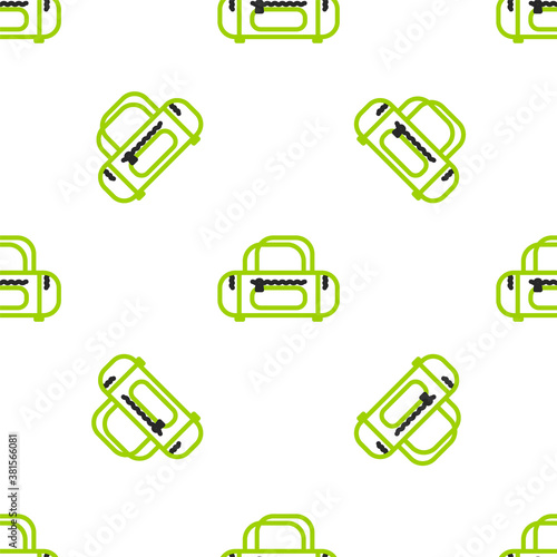 Line Sport bag icon isolated seamless pattern on white background. Vector Illustration.