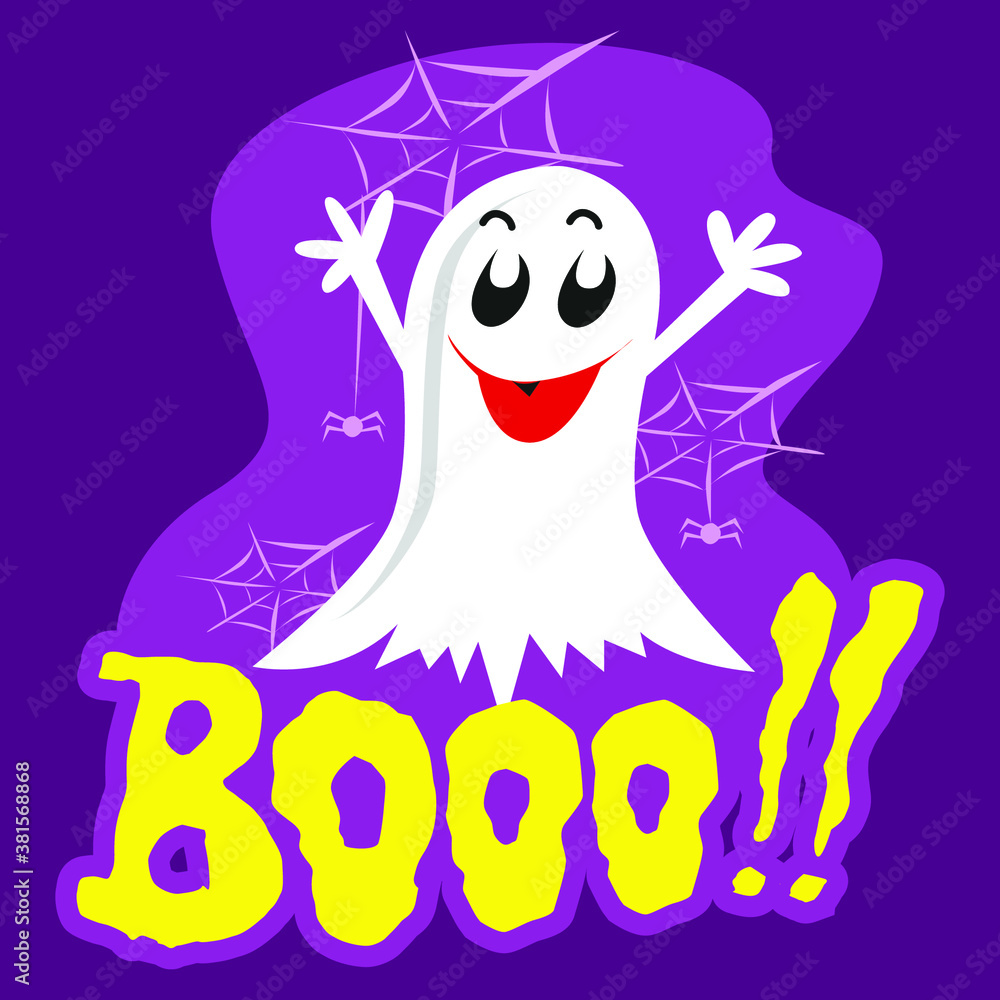 cute ghost with purple background in halloween party cute ghost with purple background in halloween party