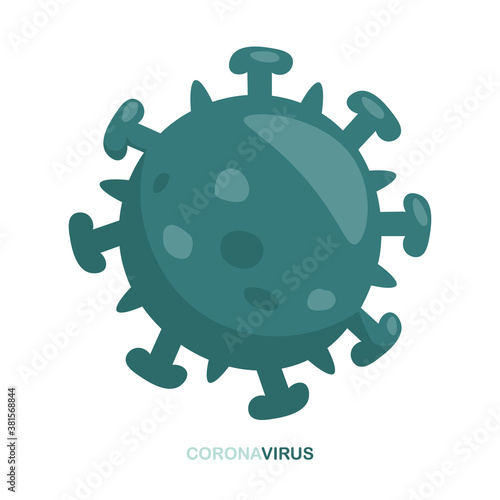 Coronavirus Bacteria Cell. 2019-nCoV bacteria, COVID-19 deadly type of virus. Vector cartoon illustration.