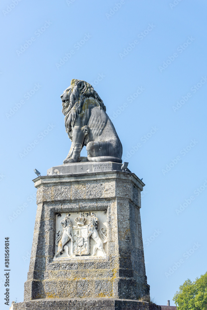 view of the lion statue at the harbor in Lindau