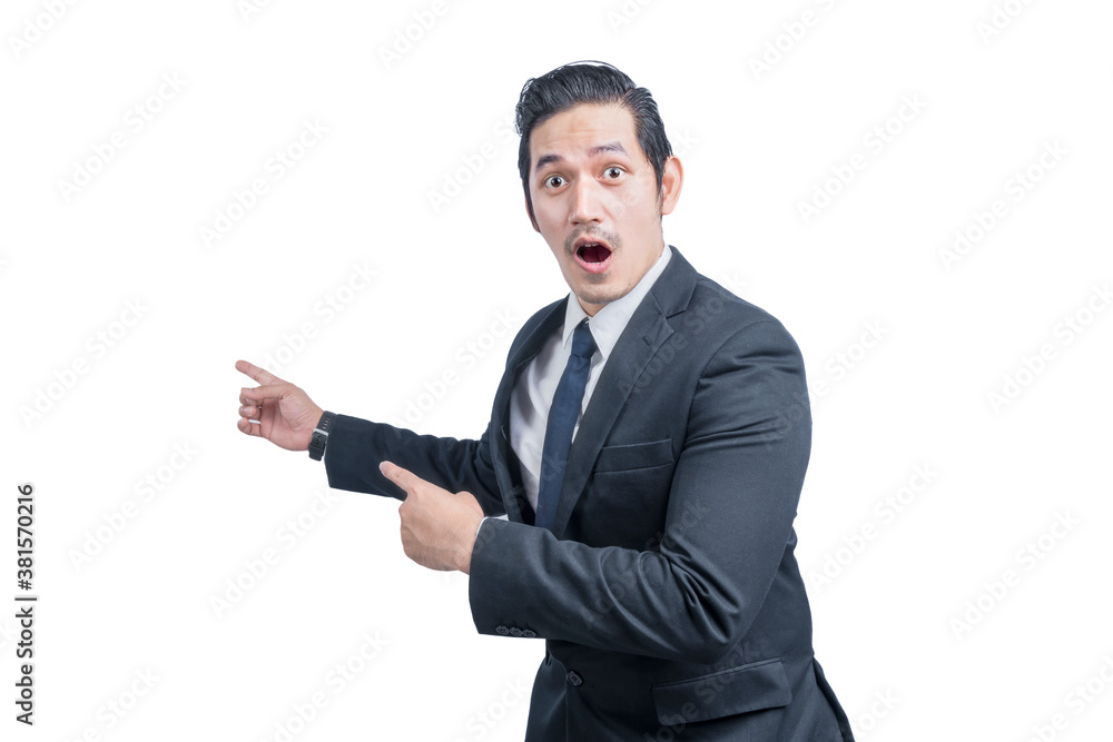 Asian businessman pointing something Asian businessman pointing something