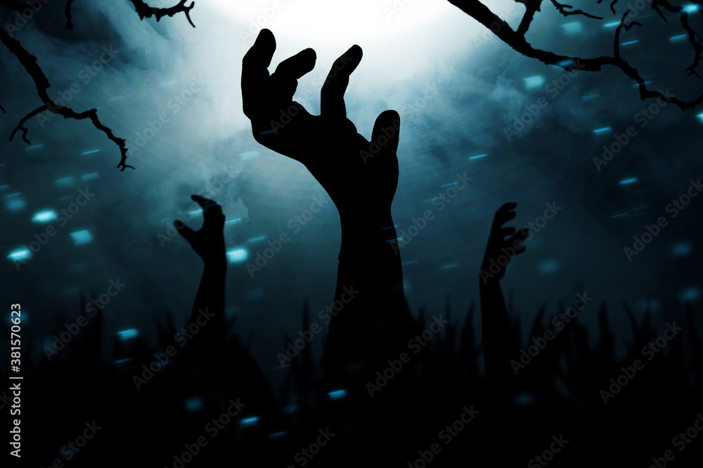 Silhouette of zombie hand Silhouette of zombie hand