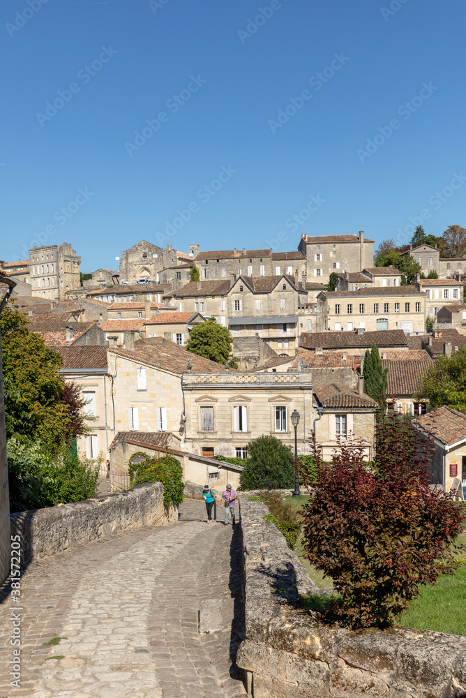 Panoramic view of St Emilion, France. St Emilion is one of the principal red wine areas of Bordeaux and very popular tourist destination.