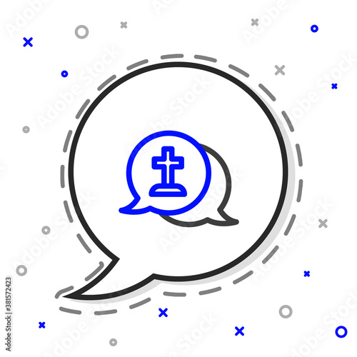 Line Man graves funeral sorrow icon isolated on white background. The emotion of grief, sadness, sorrow, death. Colorful outline concept. Vector.