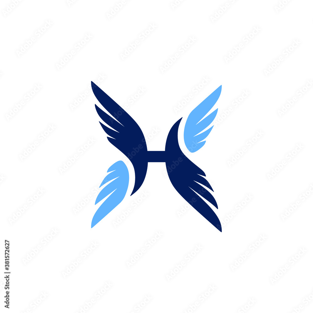Fototapeta premium illustration vector graphic of H wing logo